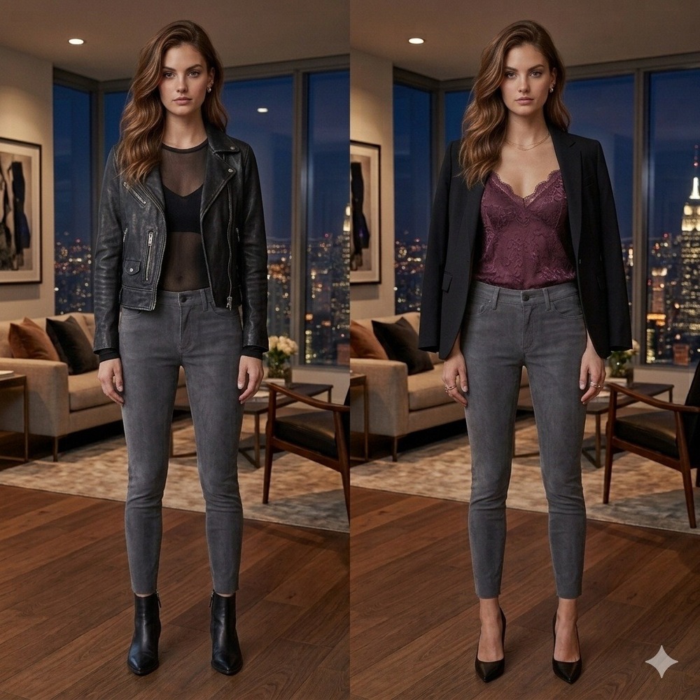 Current/Elliott The Stiletto Suede Leather Skinny Pants 24 Grey Grunge $998